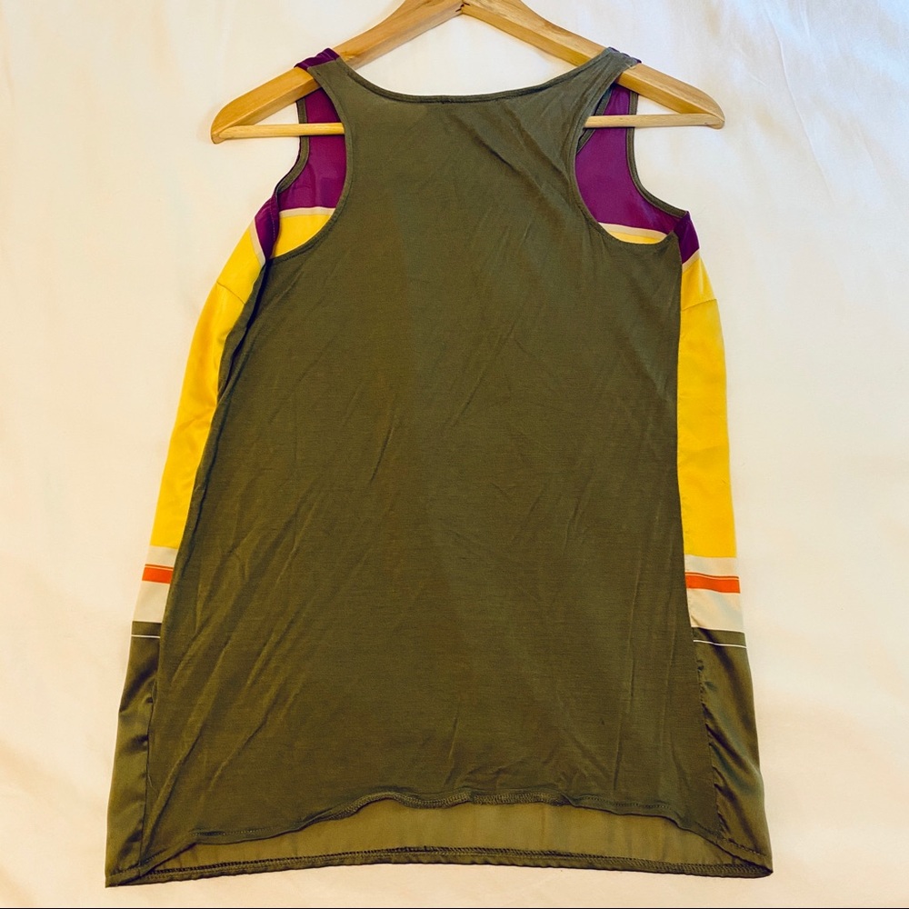 The Limited Mixed Media Tank - Olive/Gold/Fuchsia - Picture 2 of 3